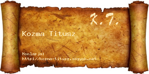 Kozma Titusz névjegykártya